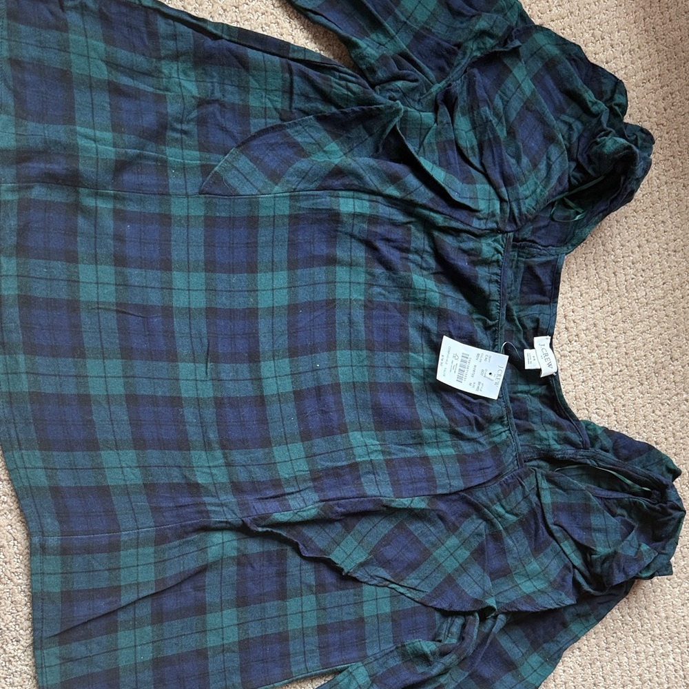 Plaid Green and Blue Women's Top